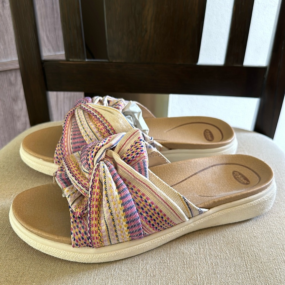 Dr Scholl’s Women’s Willow Woven Slip On Sandals Purple Cream Size 8.5
